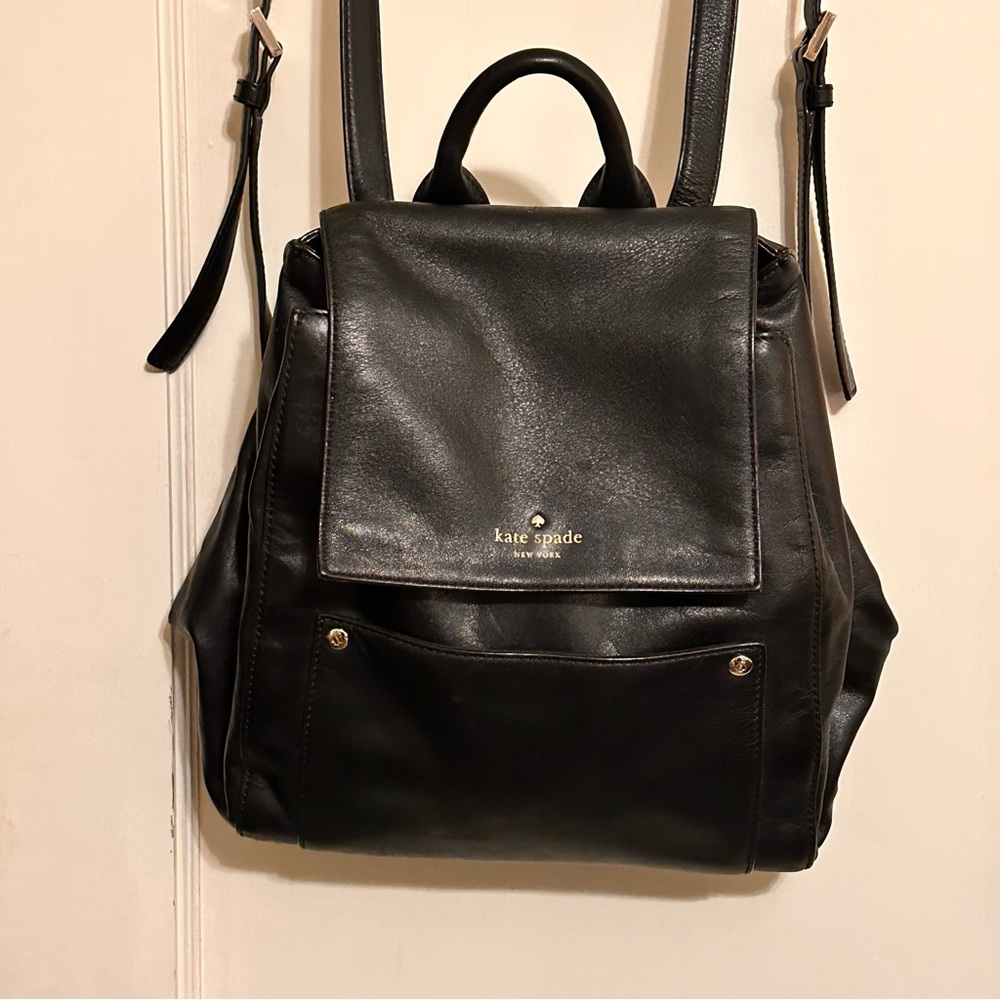 kate spade New York Black Leather Backpack - Women's Travel & Work Bag